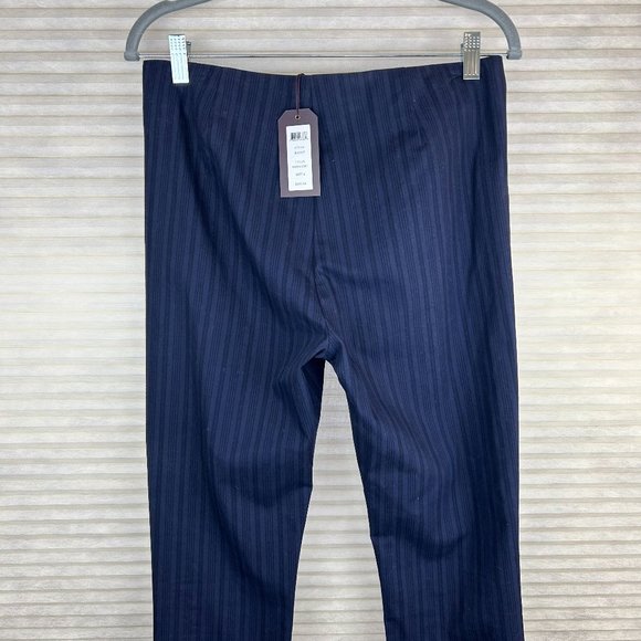 NEW - Marchesa Voyage Midnight Blue Mid Rise Striped Straight Pants Quite Luxury - Picture 8 of 14